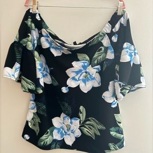 Banana Republic Floral Crepe Off Shoulder Top